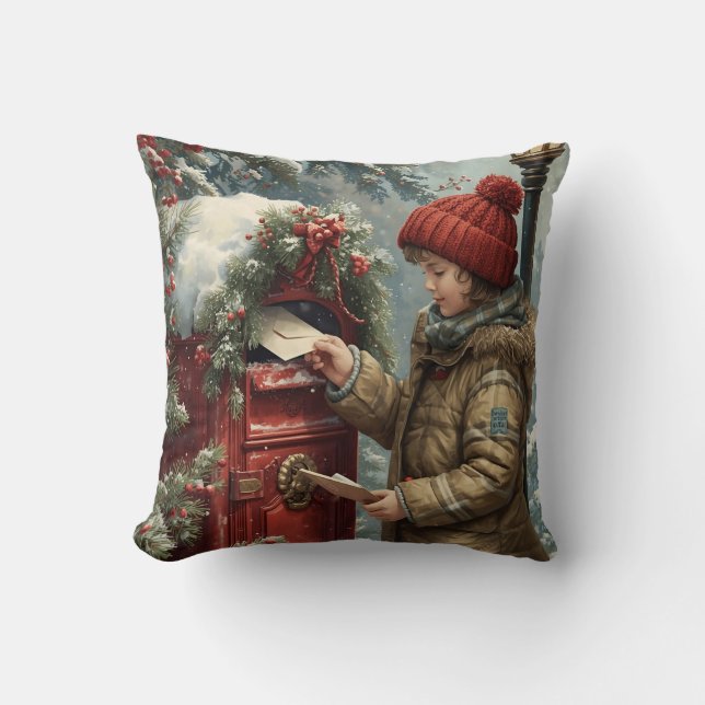 Almofada Christmas mailbox throw pillow winter cozy cushion (Frente)