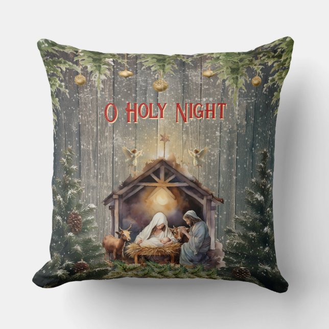 Almofada Christmas Nativity Scene Throw Pillow (Frente)