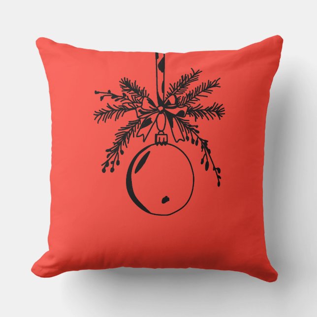 Almofada Christmas ornament with bow and pine branch (Frente)