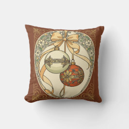Almofada Christmas Ornaments Beige and Red Art Nouveau