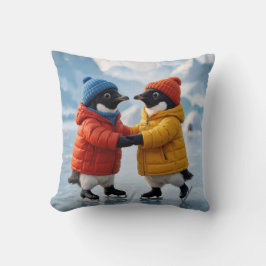 Almofada Christmas Pair of Penguins Ice Skating