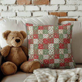 Almofada Christmas  patchwork green red pattern 