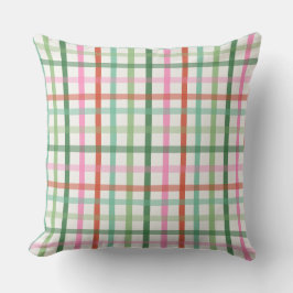 Almofada Christmas Plaid - Green Pink & White
