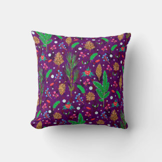 Almofada Christmas seamless pattern with pine cones, fir br
