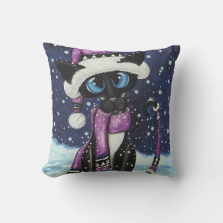 Almofada Christmas Snow Siamese Cat American MoJo Pillows