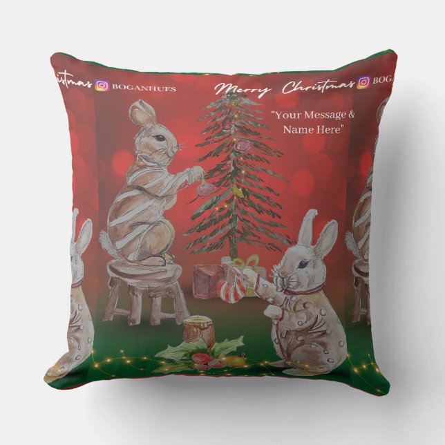 Almofada Christmas Theme Bunny Boganhues Artisanal Prints (Frente)