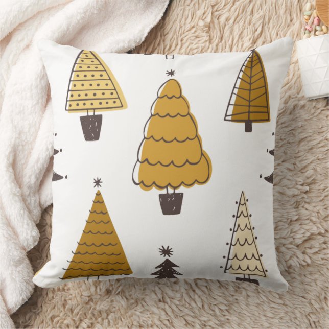 Almofada Christmas Tree Pattern – Neutral Holiday Pillow De (Cobertor)