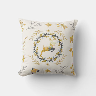 Almofada Christmastime Deer Yellow Cream Floral