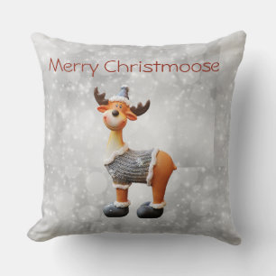 Almofada Christmoose alegre que veste um chapéu