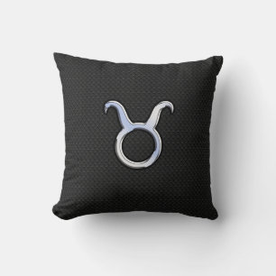 Almofada Chrome Como Taurus Zodiac Sinal na Pele Cobra Negr