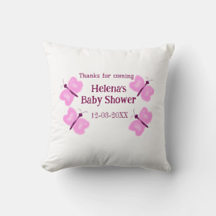 Almofada Chuva de borboleta rosa Baby shower aquarela adici