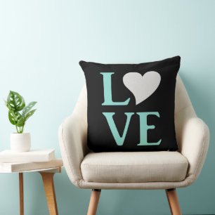 Almofada Chuva de Casamento Azul Teal e Preto de Amor