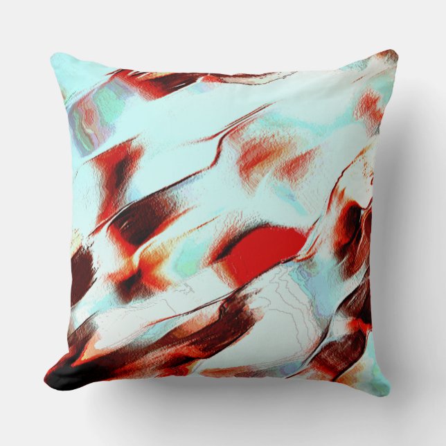 Almofada Ciano claro e vermelho forte (Frente)