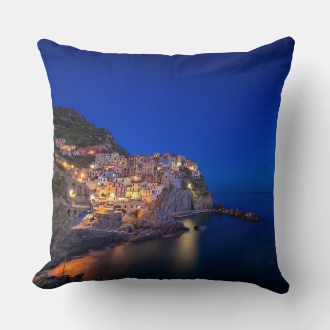 Almofada Cidade de Manarola no Cinque Terre na noite (Frente)