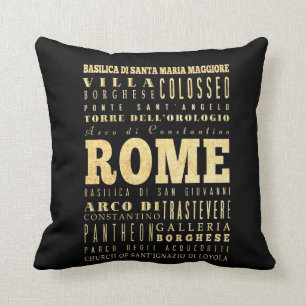 Almofada Cidade de Roma da arte da tipografia de Italia