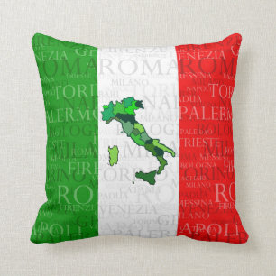 Almofada Cidades, mapa, e bandeira de Italia