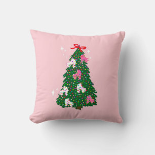 Almofada Cilindro de Natal Feriado Pink de Skating Xmas