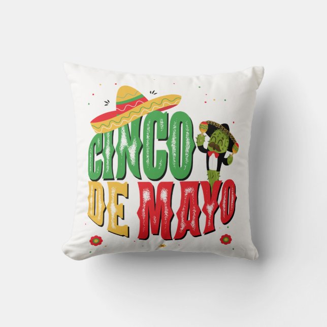 Almofada Cinco De Mayo Com Chapéu Cactus Funny Cinco De May (Frente)