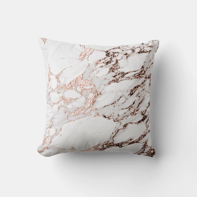 Almofada Cinza Abstrato de Carrara Branca Rosa de Marble -  (Frente)