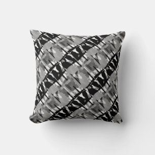 Almofada Cinza Abstrato preto branco inclinado pequeno Azul
