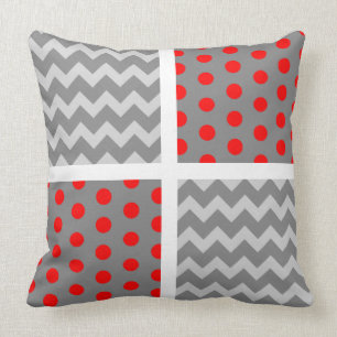 Almofada Cinza africana Parrot Chevron/Travesseiro Bolinhas