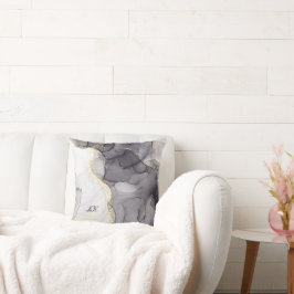 Almofada Cinza Agata e mármore preto - letra de nome person