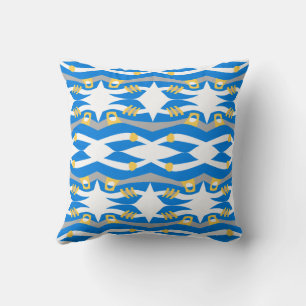 Almofada Cinza Amarelo Azul Arca abstrato Noah