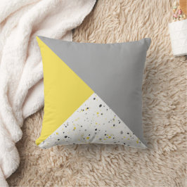 Almofada Cinza Amarelo Trendy Geométrico Moderno Terrazzo