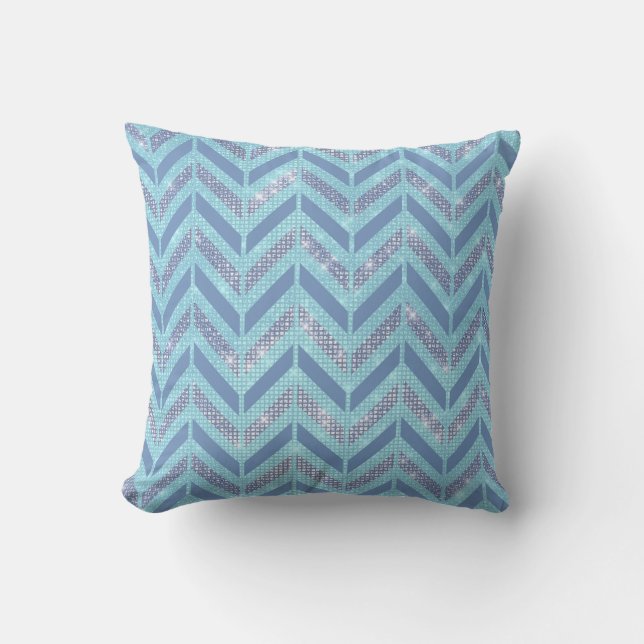 Almofada Cinza azul Chevron Pastel Tiffany Zig Geometria (Frente)