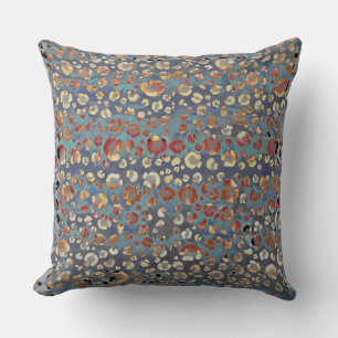 Almofada cinza Azul-Cinza Laranja Amarelo-Leopardo Imprimir