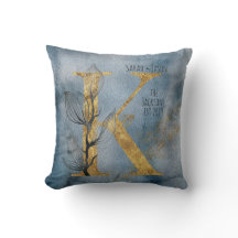 Cinza Azul, Dourada K Travesseiro decorativo Monog