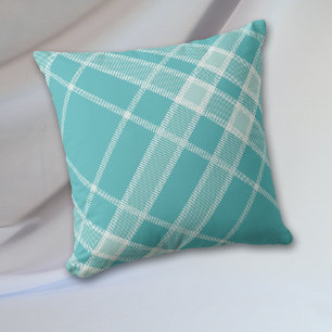 Almofada Cinza azul turquesa Tattersall Xadrez