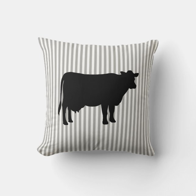 Almofada Cinza Black Cow Strike Farmhouse Travesseiro decor (Frente)