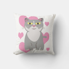 Almofada Cinza Bonita Gato Adorava Cartografia Diversão Pet