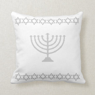 Almofada cinza branca e prateada, travesseiro MENORAH & STA