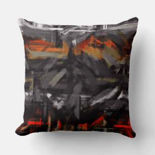 Almofada Cinza branca Pintura de Abstrato vermelho