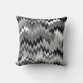 Almofada Cinza branco preto irregular de Chevron Ikat |
