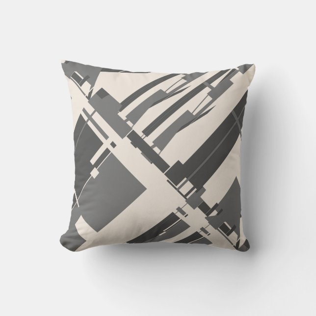 Almofada Cinza Carvões Beige Southwest Art Parecem Diagonai (Frente)