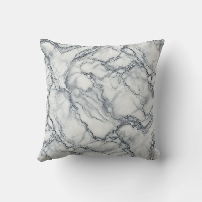 Almofada Cinza Chic e Branco com Aparência de Mármore Glamo (Verso)
