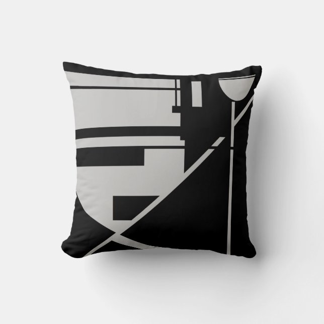 Almofada Cinza clara na Abstrato geométrica preta (Frente)