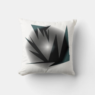 Almofada Cinza de arte abstrato preto branco