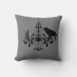 Almofada Cinza de Halloween Chandelier & Travesseiro Raven