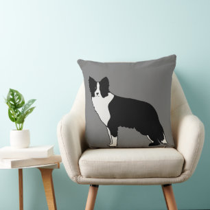 Almofada Cinza de Ilustração de Abstrato de Cachorro de Bor