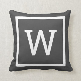 Almofada Cinza de Monograma de Borda Gráfica de Pré-Disquet