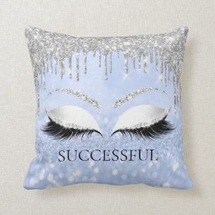 Almofada Cinza de Prata Amarelas Glitter Nome Azul