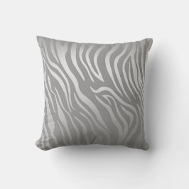 Almofada Cinza de Prata Contemporânea, Zebra, Pele Animal