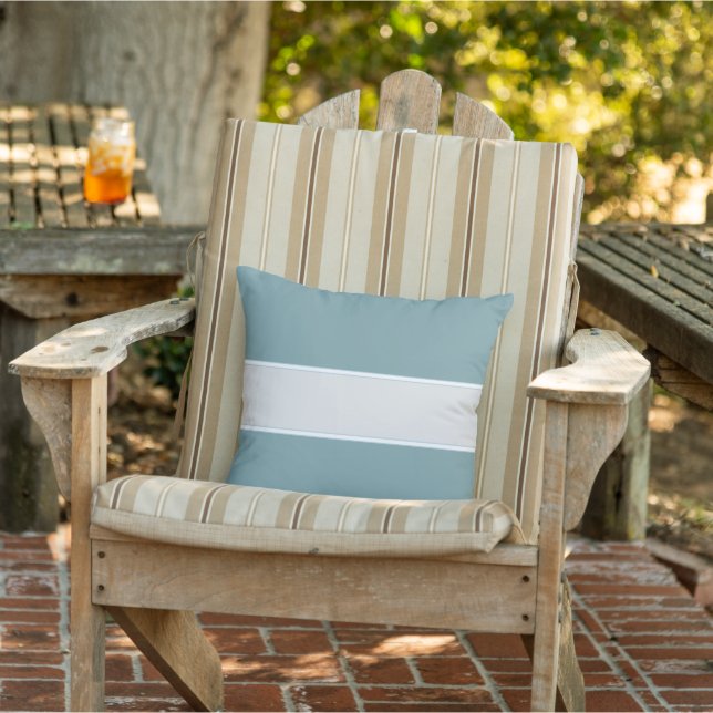 Almofada Cinza decorativa azul e branco (Cadeira)