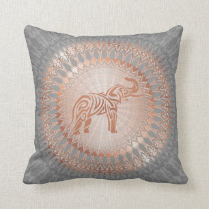 Almofada Cinza Dourada Elefante Mandala