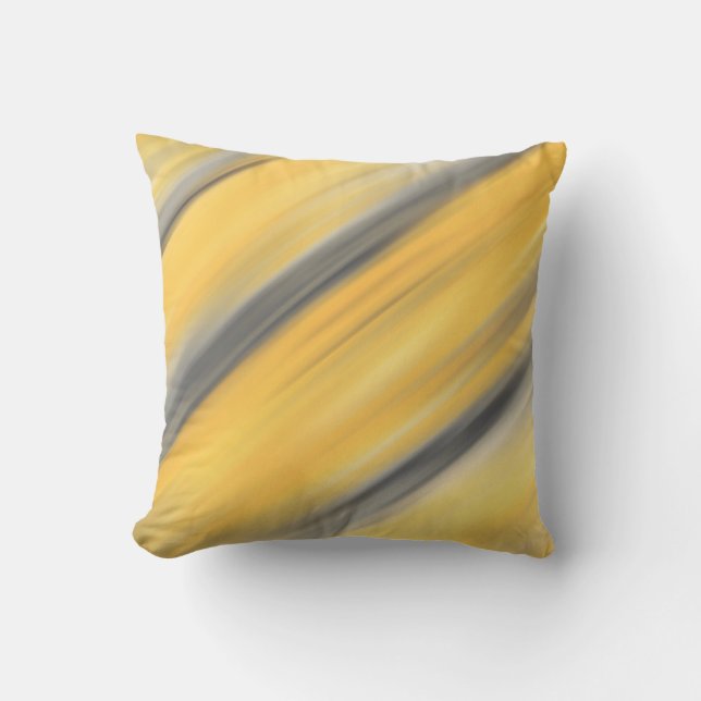 Almofada Cinza e Abstrato de Diagonal Amarelo (Frente)