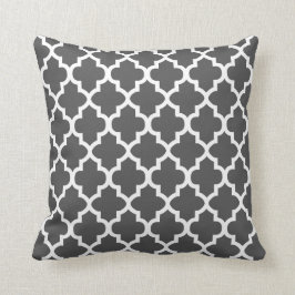 Almofada Cinza e Design de Quatrefoil Branco| Cor do corte